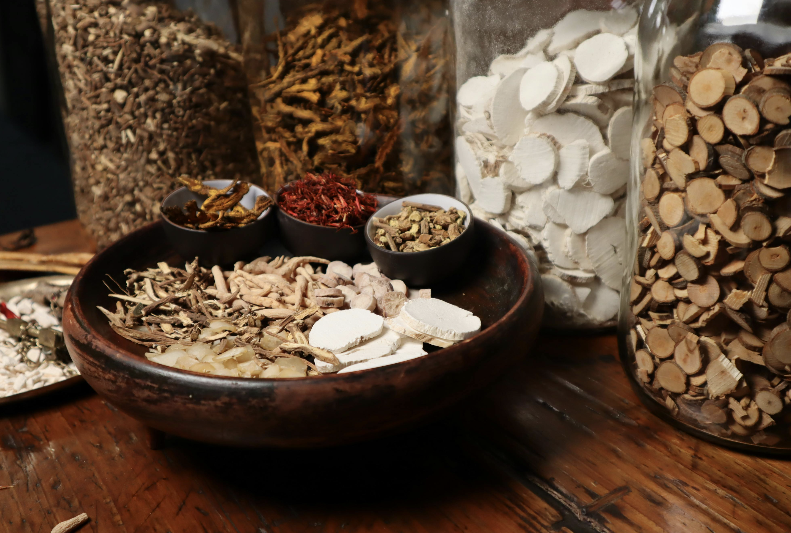 Assortment of herbs utilized in Chinese medicine